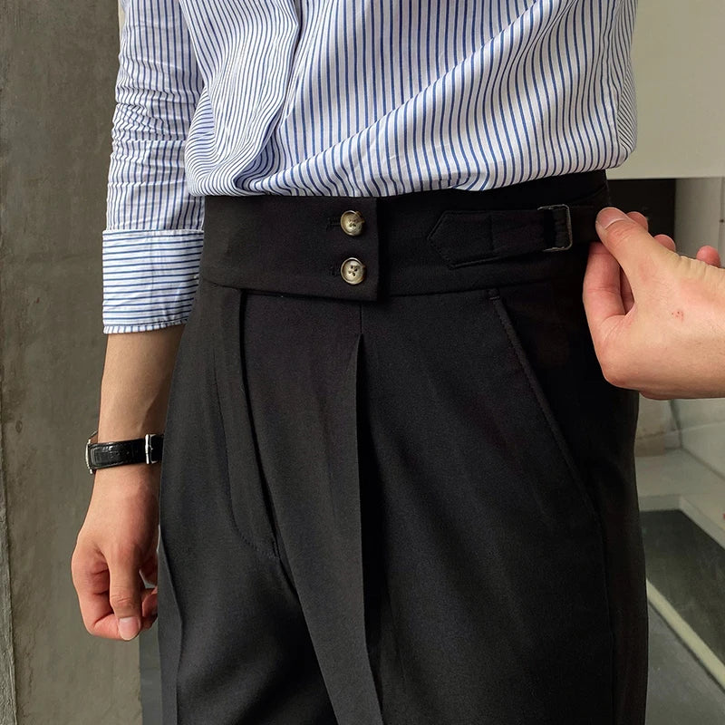 Classy Men’s High-Waisted Slim Trousers