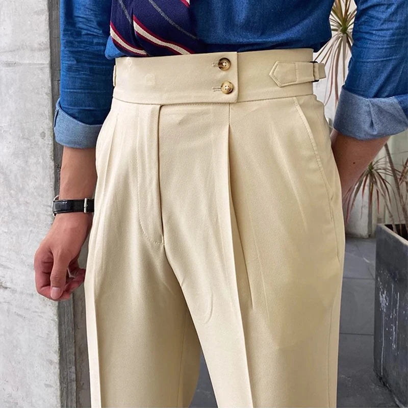 Classy Men’s High-Waisted Slim Trousers